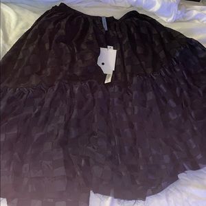 Nocturne #22 Black rough hem Asymmetrical skirt